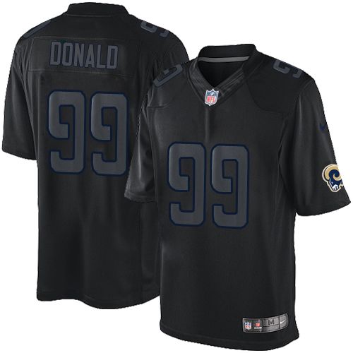 Men's Limited Aaron Donald Nike Jersey Black - #99 Impact NFL Los Angeles Rams